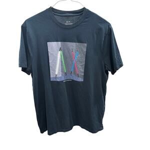 Armani Exchange Neon Light Bar Graphic T Large  Cotton Futuristic Urban‎ fashion